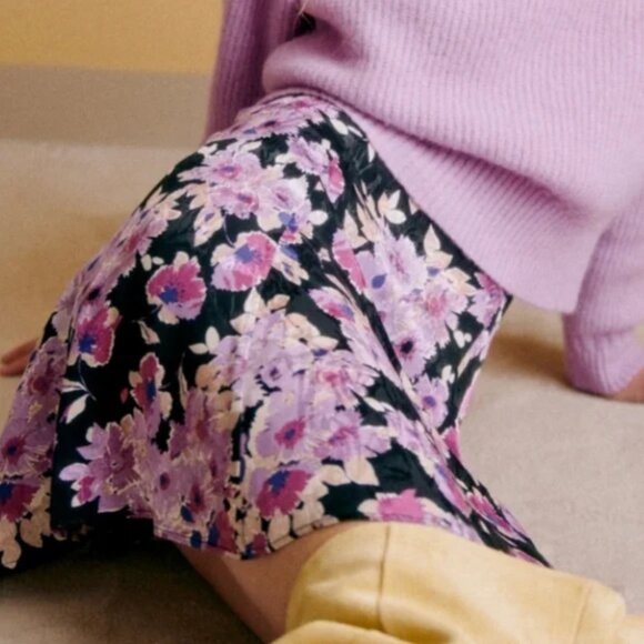 Sézane Mariata Skirt in Purple Floral Size 40/US 8 - Picture 1 of 4